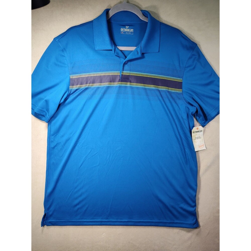 OUTDOOR LIFE Mens Polo Wicking Shirt Golf Blue Size M Medium NWT New